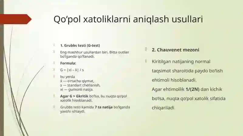 Qo'pol xatoliklarning namoyon bo'lishini aniqlash 4