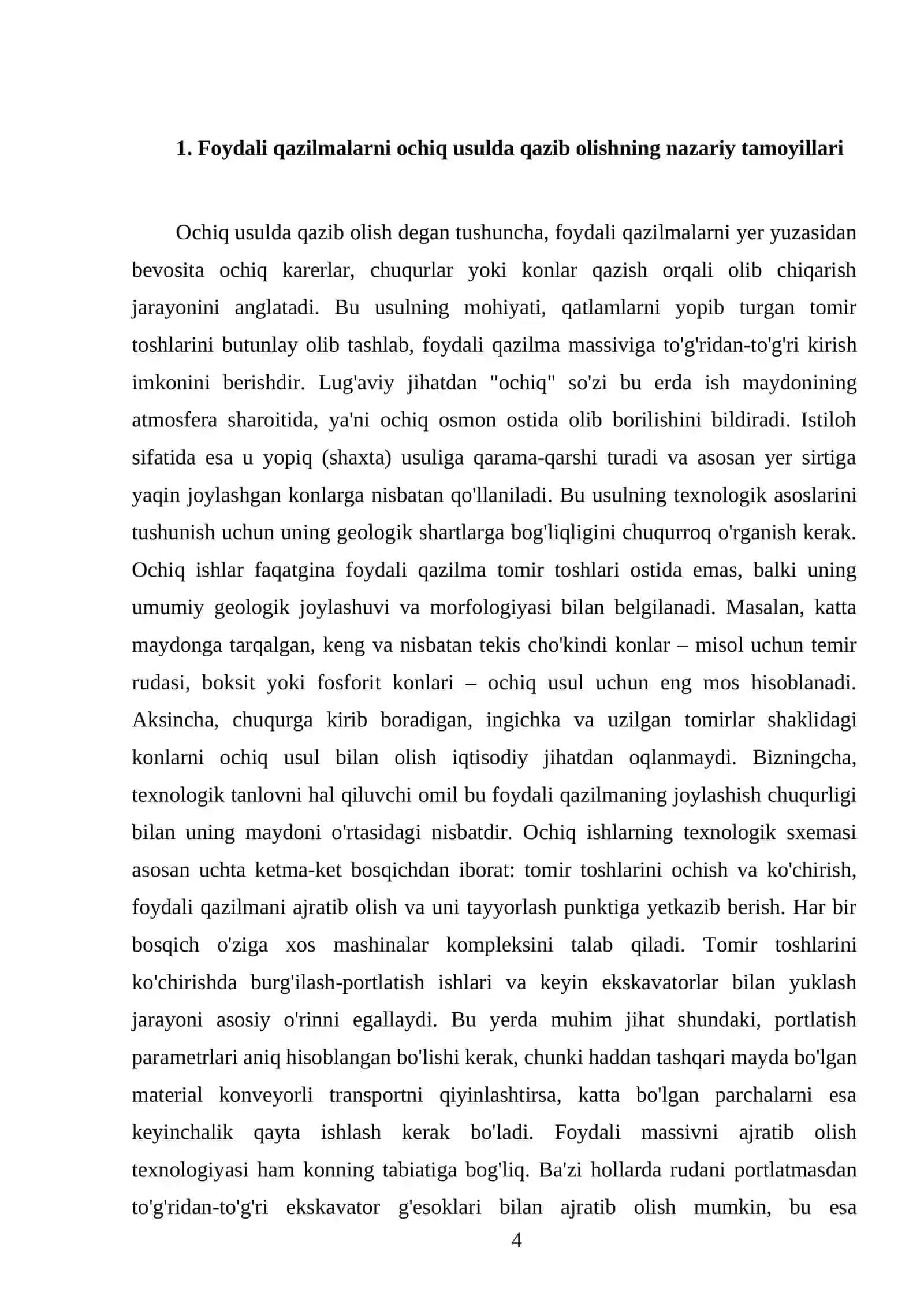 Foydali qazilma konlarini ochiq usulda qazib olishning texnologik asoslari 4
