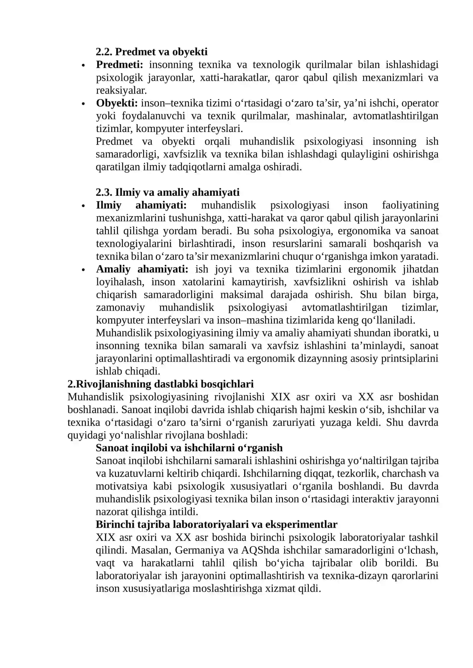 Muhandislik psixologiyasining rivojlanish tarixi 4