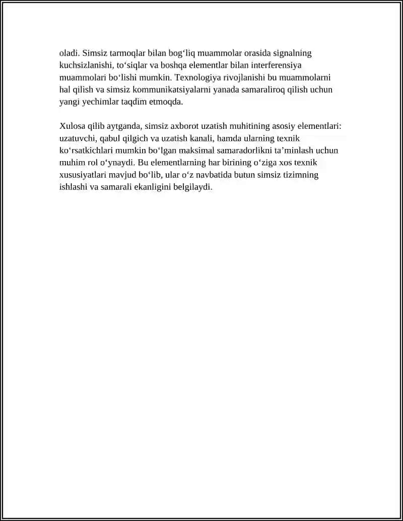 SIMSIZ AXBOROT OʻTQAZISH MUHITI VA ULARNING TEXNIK KOʻRSATKICHLARI 4