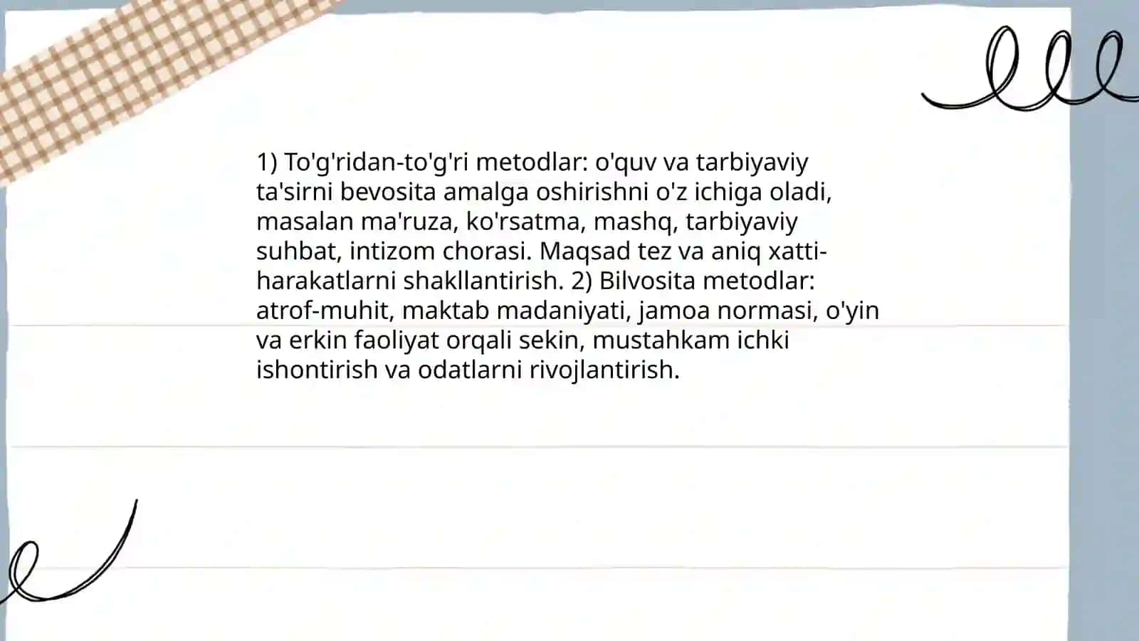 Tarbiya metodlari klassifikatsiyasi 4