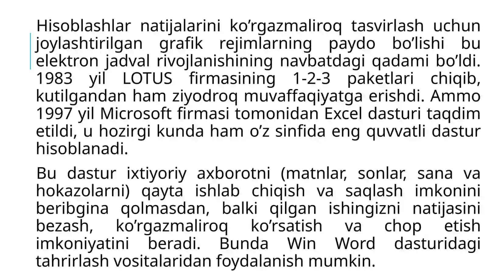 Elektron jadvalning vazifalari va imkoniyatlari 4