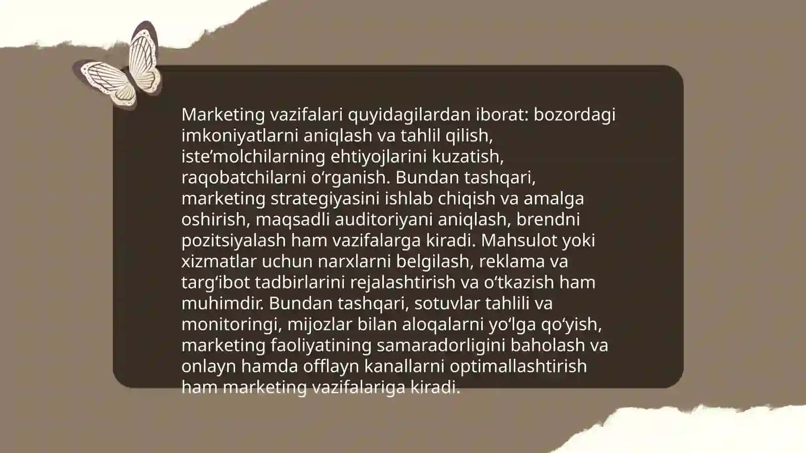 Marketing, uning vazifasi, qoidalari, va bozor tizimidagi oʻrni 4