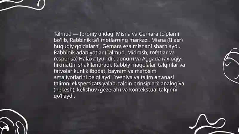 Yahudiylik ta'limoti an'ana va marosimlari 4