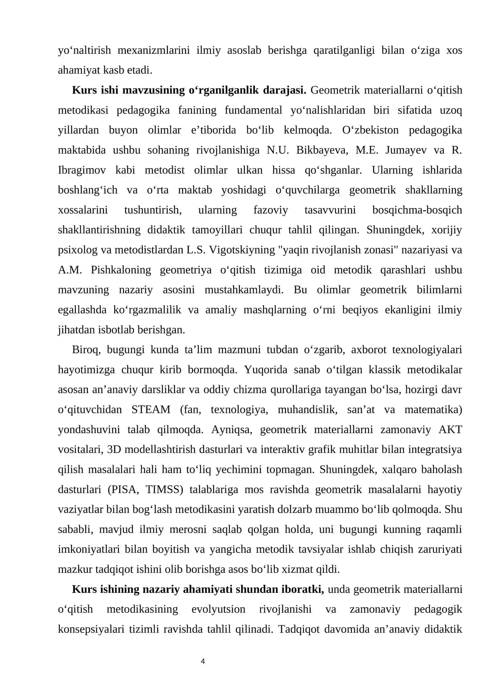 Geometrik materiallar metodikasi  KURS ISHI 4