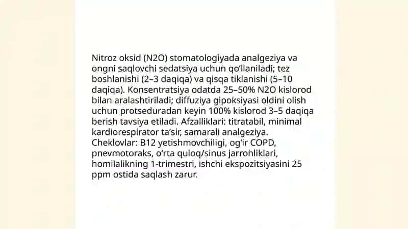 Ingalyatsion narkoz vositalari. Stomatologiyada qo'llanilishi 4