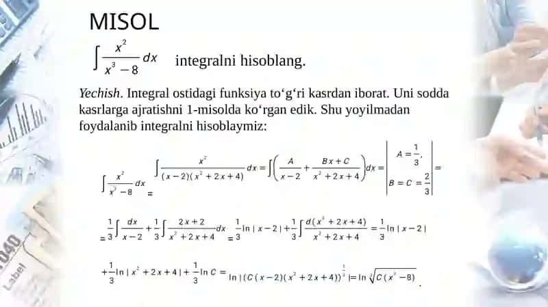 Ratsional funksiyalarni integrallash, Ba'zi bir trigonometrik funksiyalarni sinfini integrallash 4