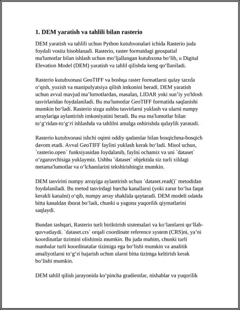 TOPOGRAFIK TAHLIL QILISH UCHUN PYTHON KUTUBXONALARI 4