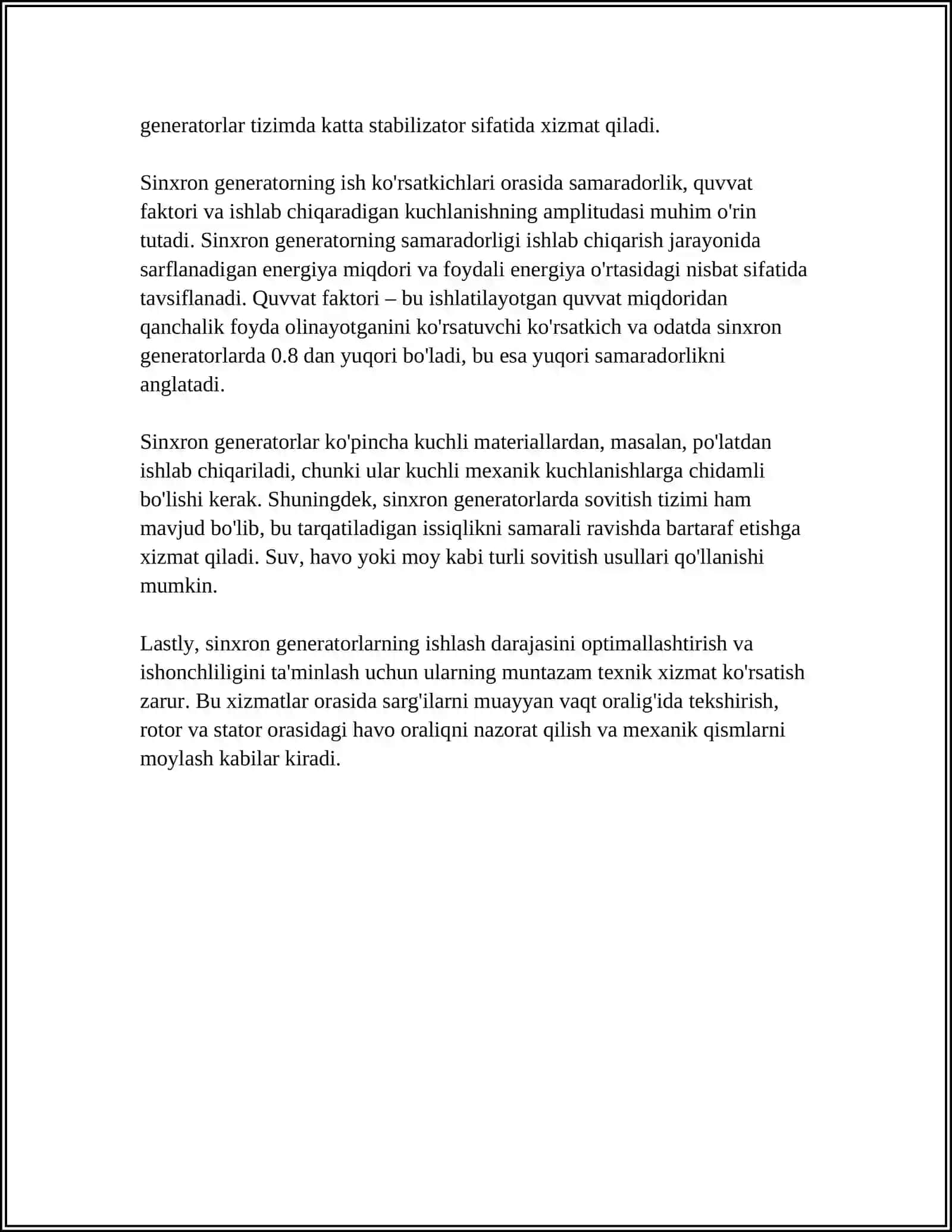 SINXRON GENERATORNING SIMMETRIK YUKLAMA BILAN ISHLASHI VA YAKOR REAKSIYASI 4