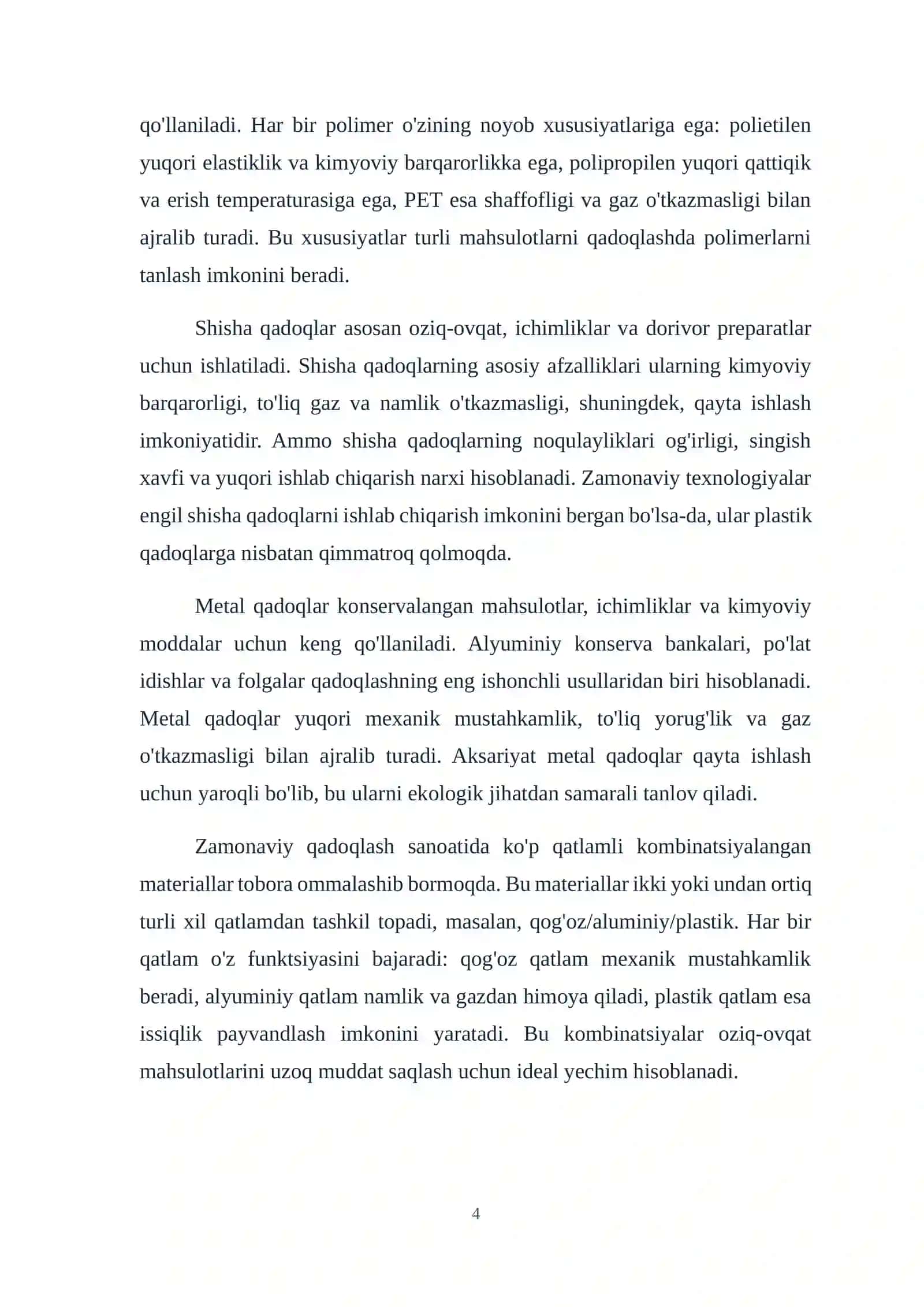 Qadoqlar ishlab chiqarish texnologiyasi 4