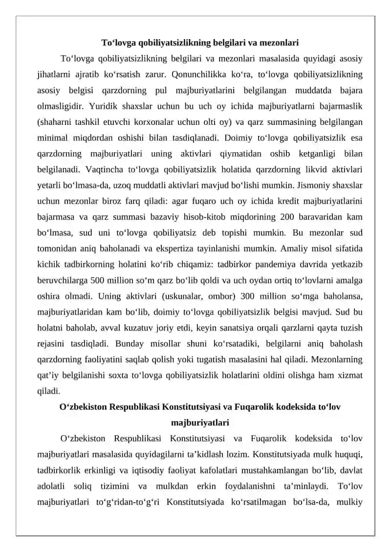 To‘lovga qobilyatsizlikning huquqiy asoslari 4
