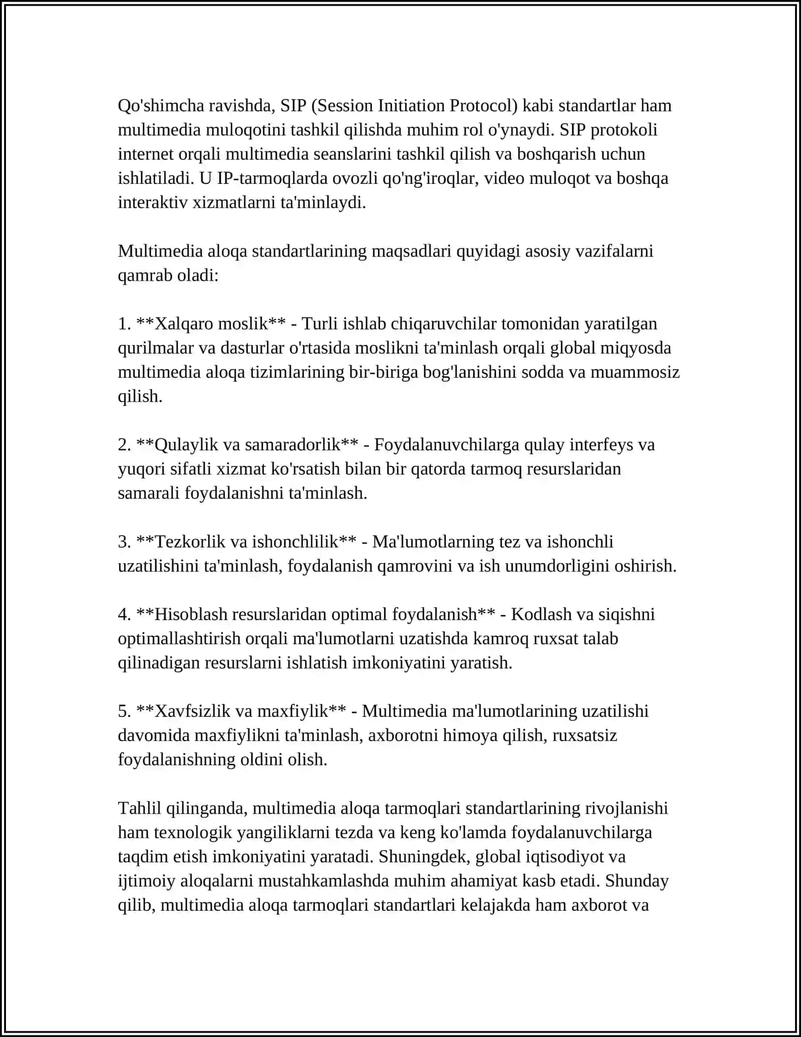 MULTIMEDIA ALOQA TARMOQLARI STANDARTLARI 4