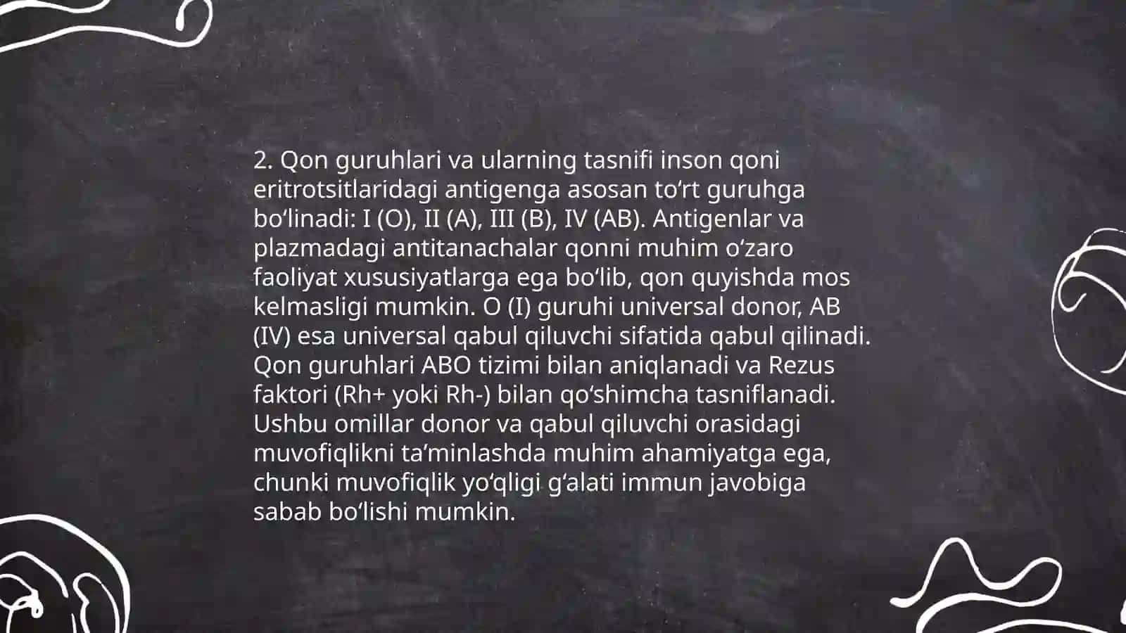 Qon quyishning zamonaviy tushunchalari: qo'shimcha qon guruhlari, ularning qon quyishdagi ahamiyati 4
