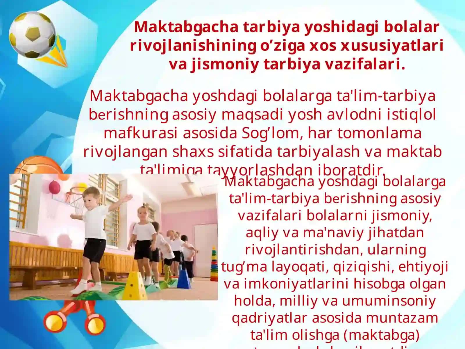 Maktabgacha yoshdagi bolalarni asosiy harakatlarga o‘rgatish metodikasi 4
