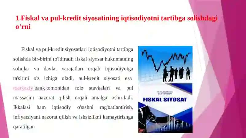 Fiskal va pul-kreditsiyosatini iqtisodiyotni tartibga solishda gi'o'rni 4