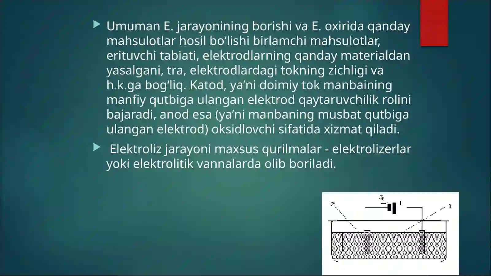 Biologiya yo’nalishi 2 E-guruh talabasi - Elektroliz hodisasi 4