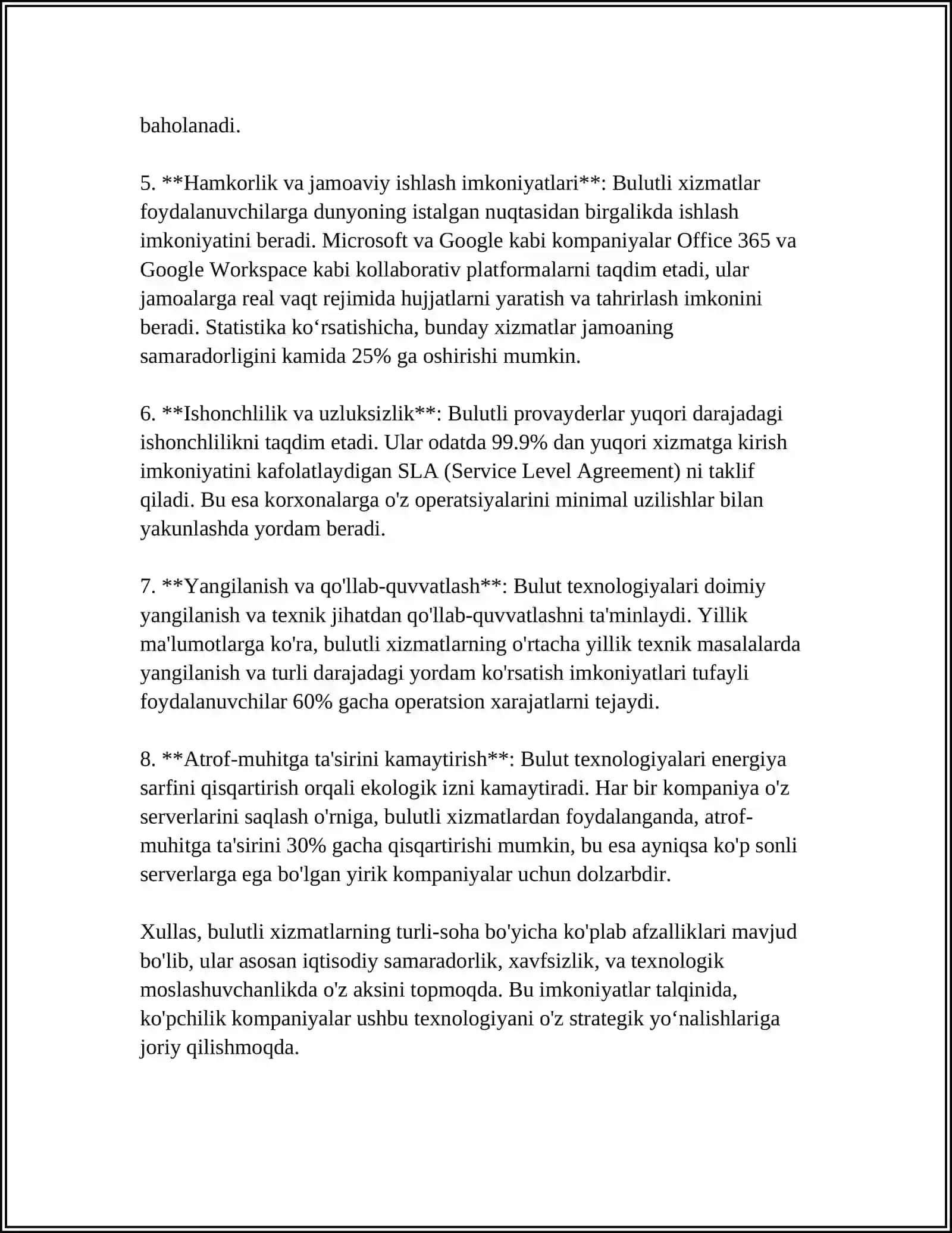 BULUTLI XIZMAT KO'RSATISH PLATFORMALARI QIYOSIY TAHLILI 4
