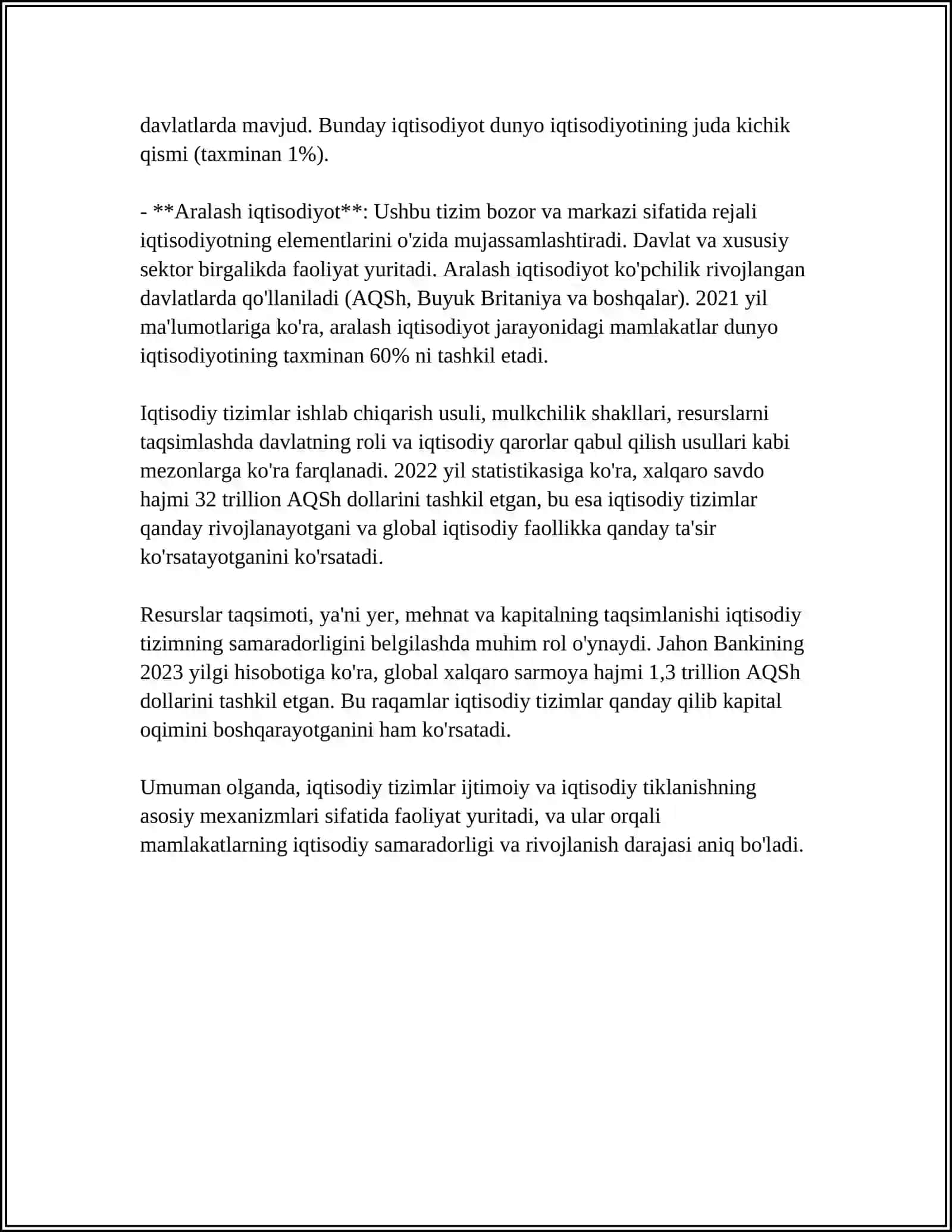 IQTISODIY TIZIM TUSHUNCHASI VA MODELL 4