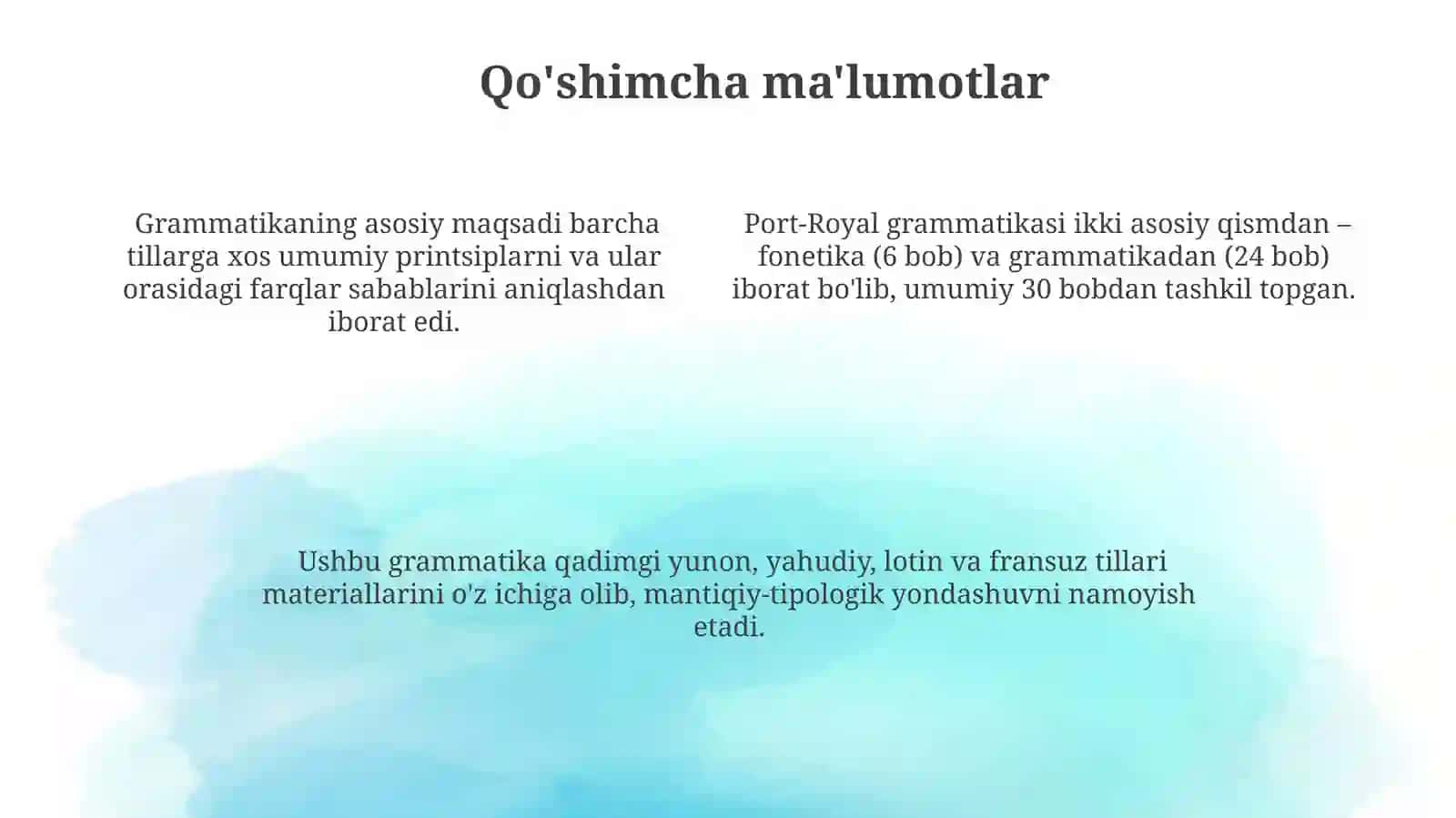 Universal falsafiy Por-Royal grammatikasi 4