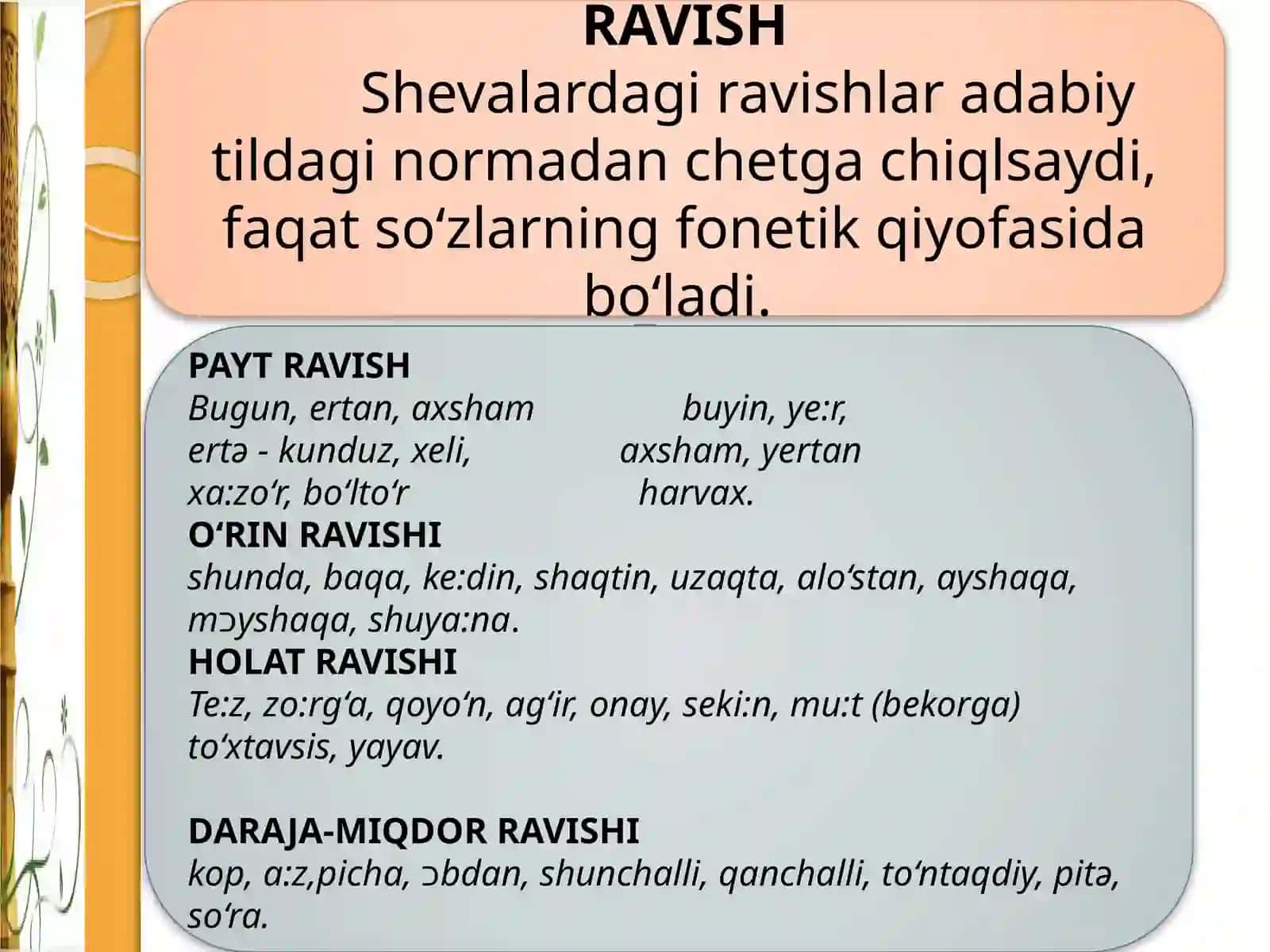 O‘ZBEK SHEVALARI MORFOLOGIYASI VA SO‘Z YASALISHI 4