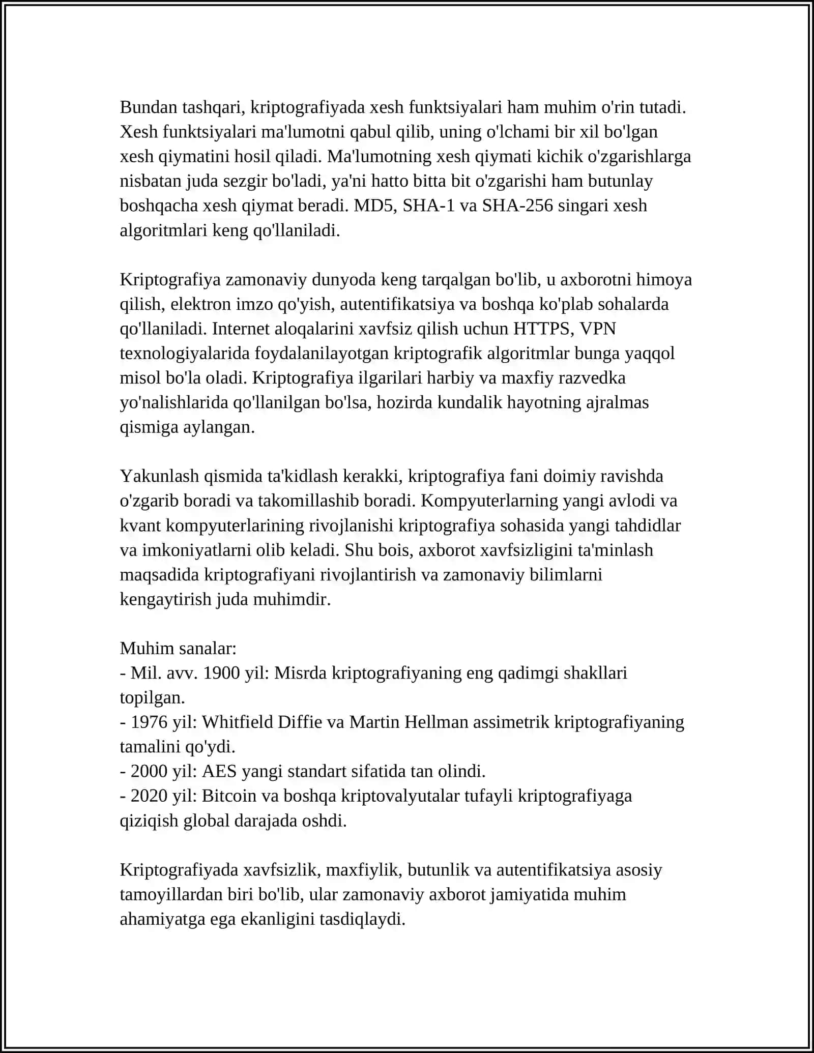 AXBOROTNI HIMOYA QILISH UCHUN KRIPTOGRAFIK USULIDAN FOYDALANISH 4