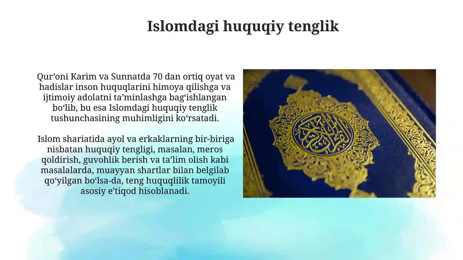 Islomda inson huquqlari himoyasi,ijtimoy tenglik,adolatvatolerantlik 4