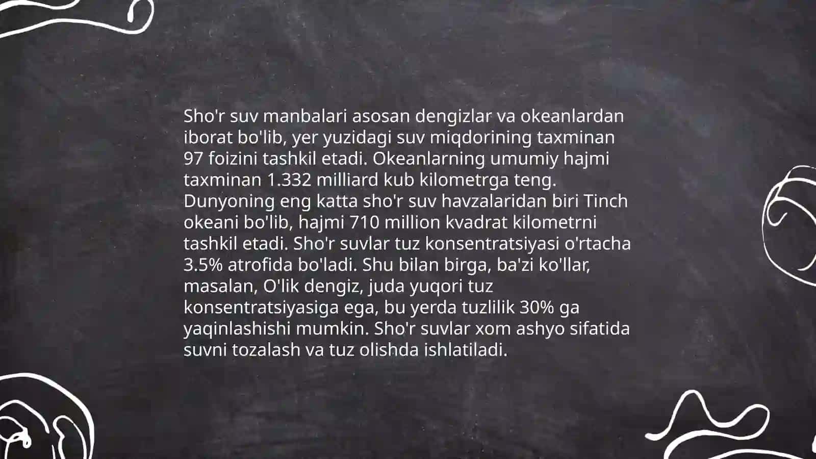 Sho'rlangan suvlarning turlari 4