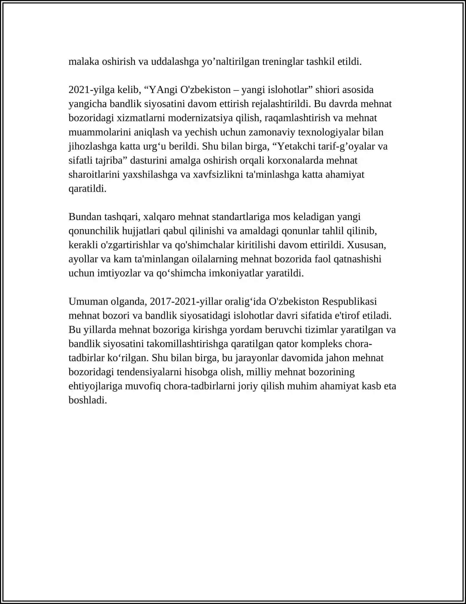O'ZBEKISTON RESPUBLIKASIDA IJTIMOIY O'ZGARISHLAR 2017-2021 4