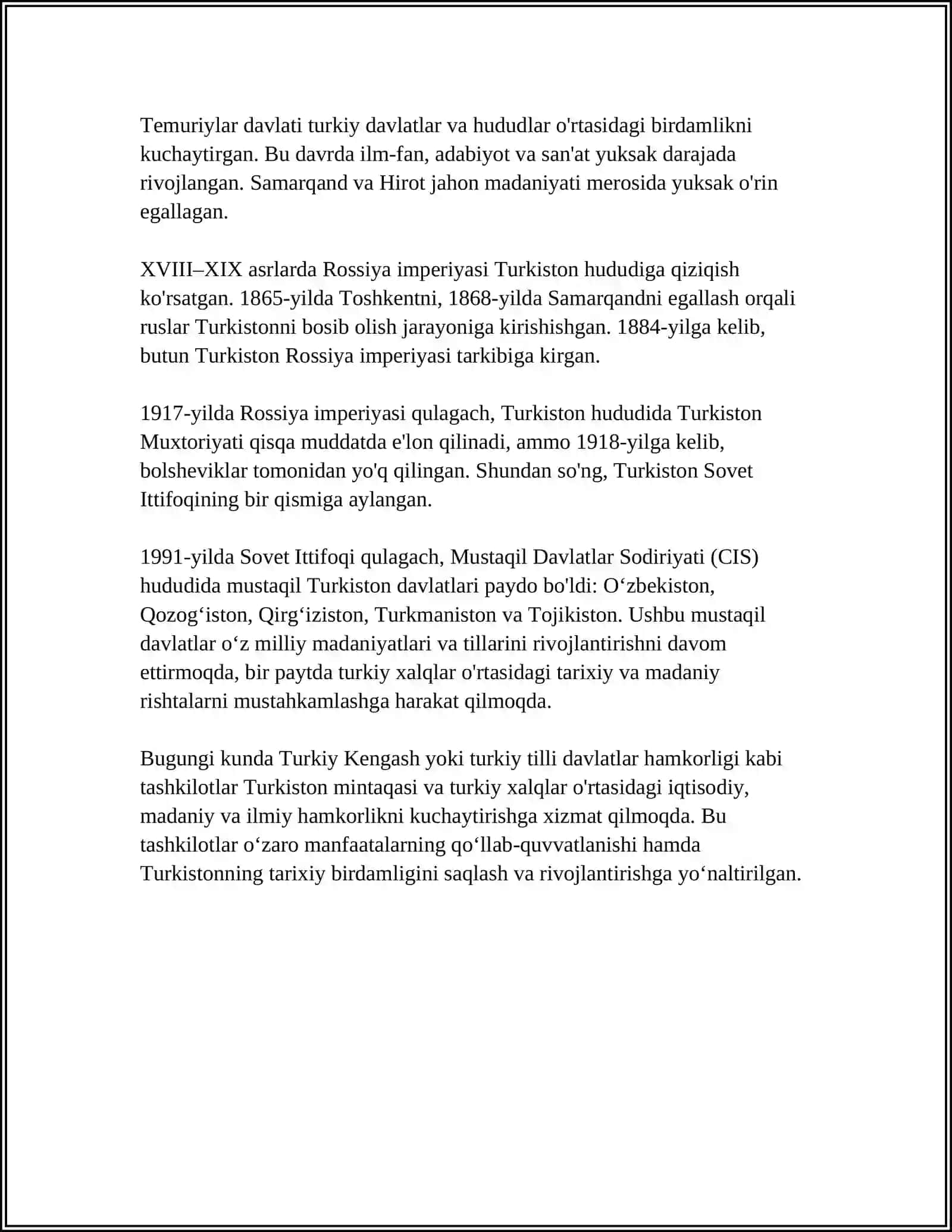 MAVZU:TURKISTONNING PARCHALANIB KETISHI 4