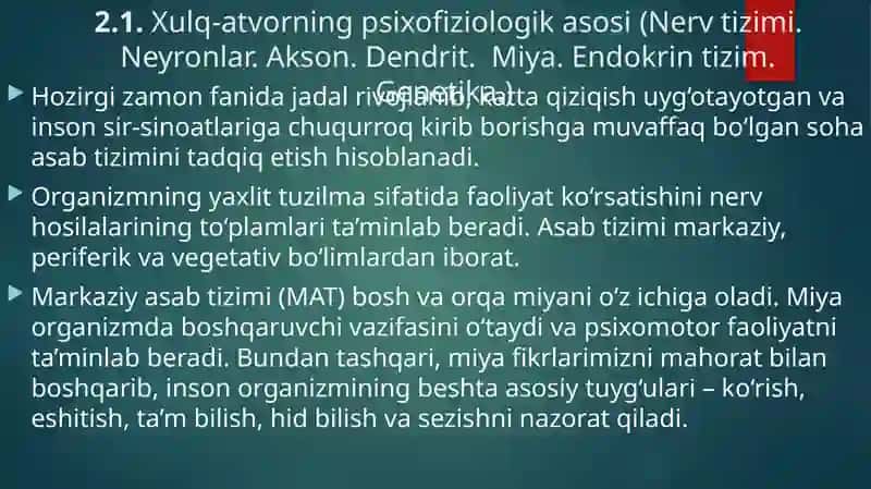 Xulq-atvorning psixofiziologikasosi 4