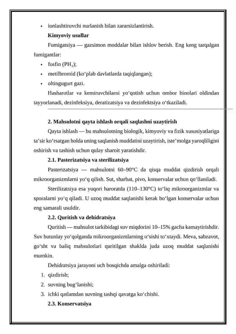 MT1 – Qishloq xo‘jaligi mahsulotlarini saqlash usullari 4