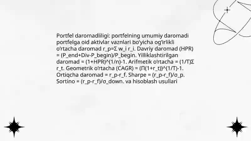 Investitsiya portfeli samaradorligini baholash 4