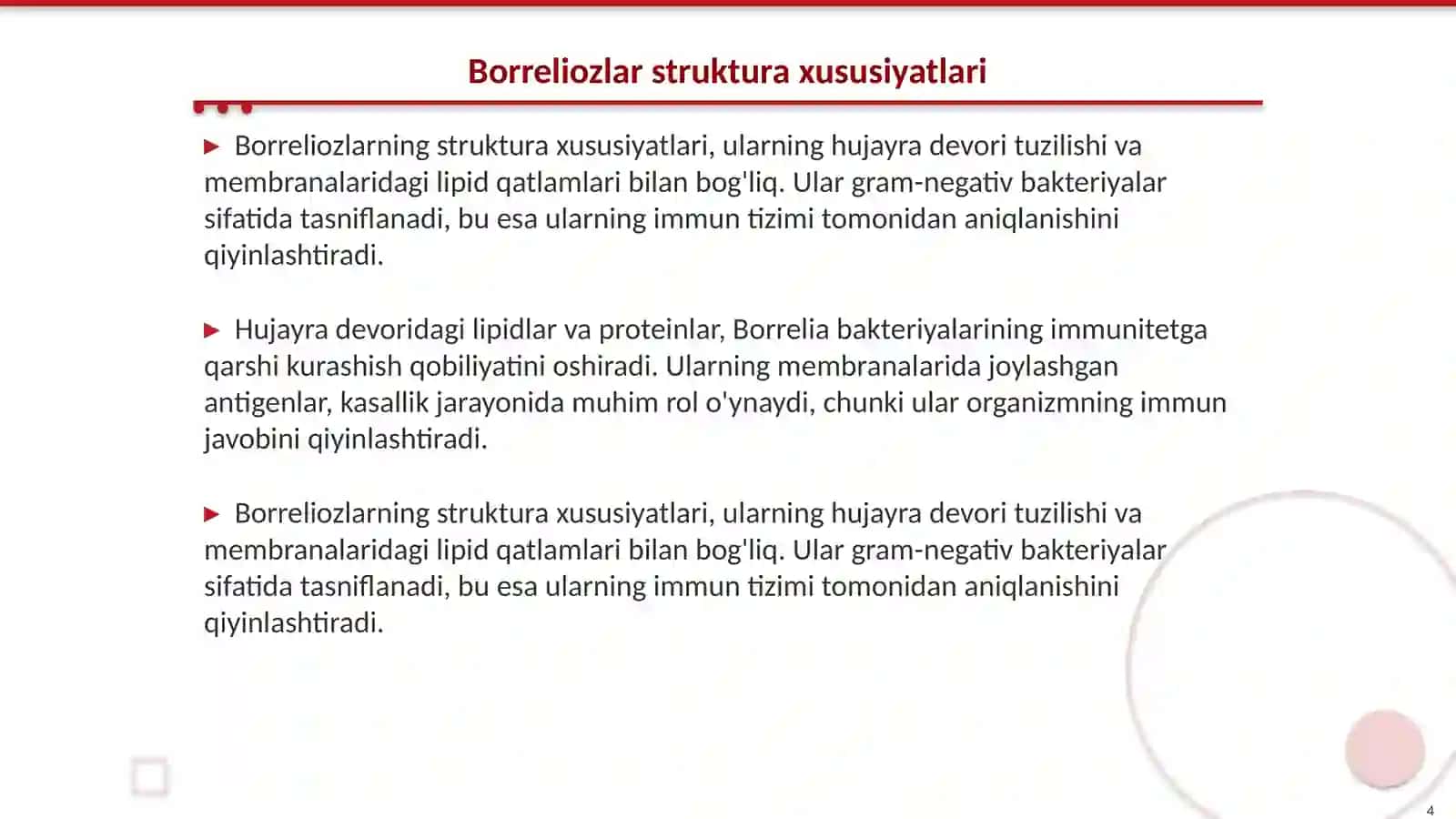 Borreliozlar morfologiyasi, struktura, tarqalganligi keltirib chiqaruvchi kasalliklari laboratoriya diagnostikasi 4
