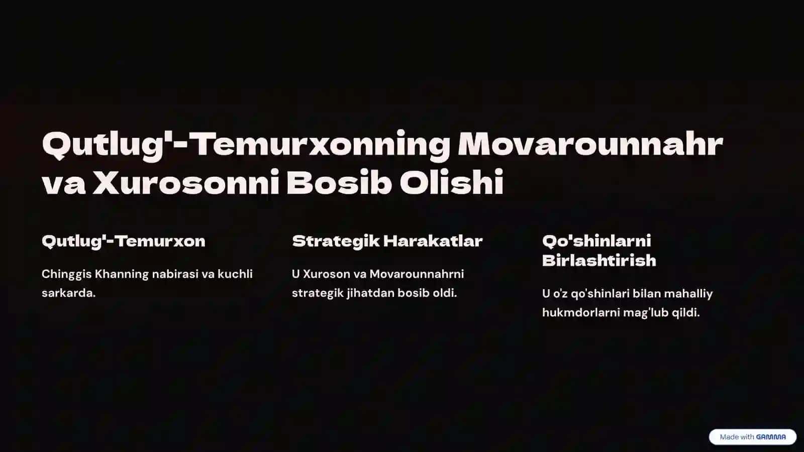 Movarounnahr va Xurosonning Mo'g'ullar tomonidan Bosib Olinishi mavzusida tayyor taqdimot 4