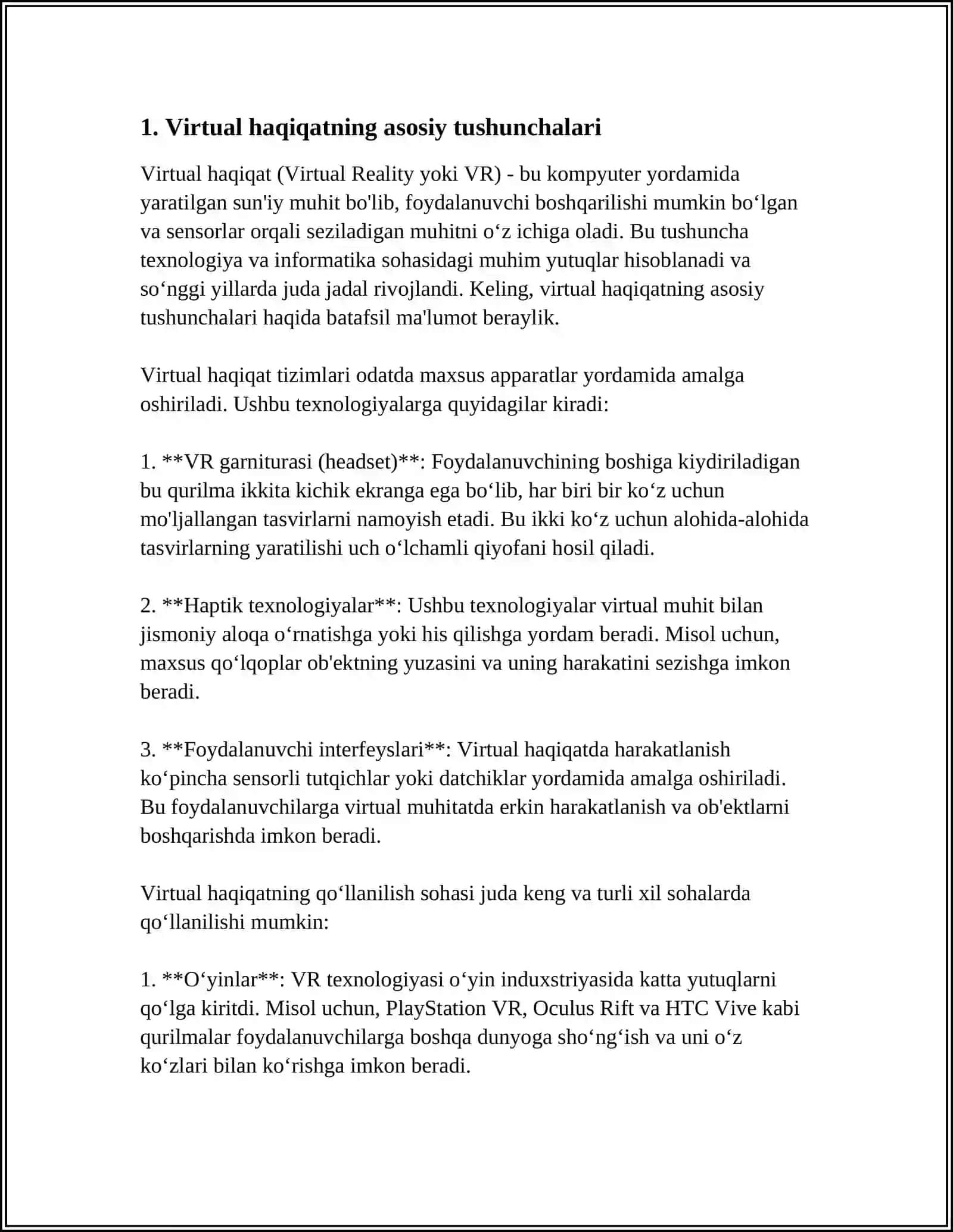 VIRTUAL BORLIQ VA UNING ASOSIY TUSHUNCHALARI 4