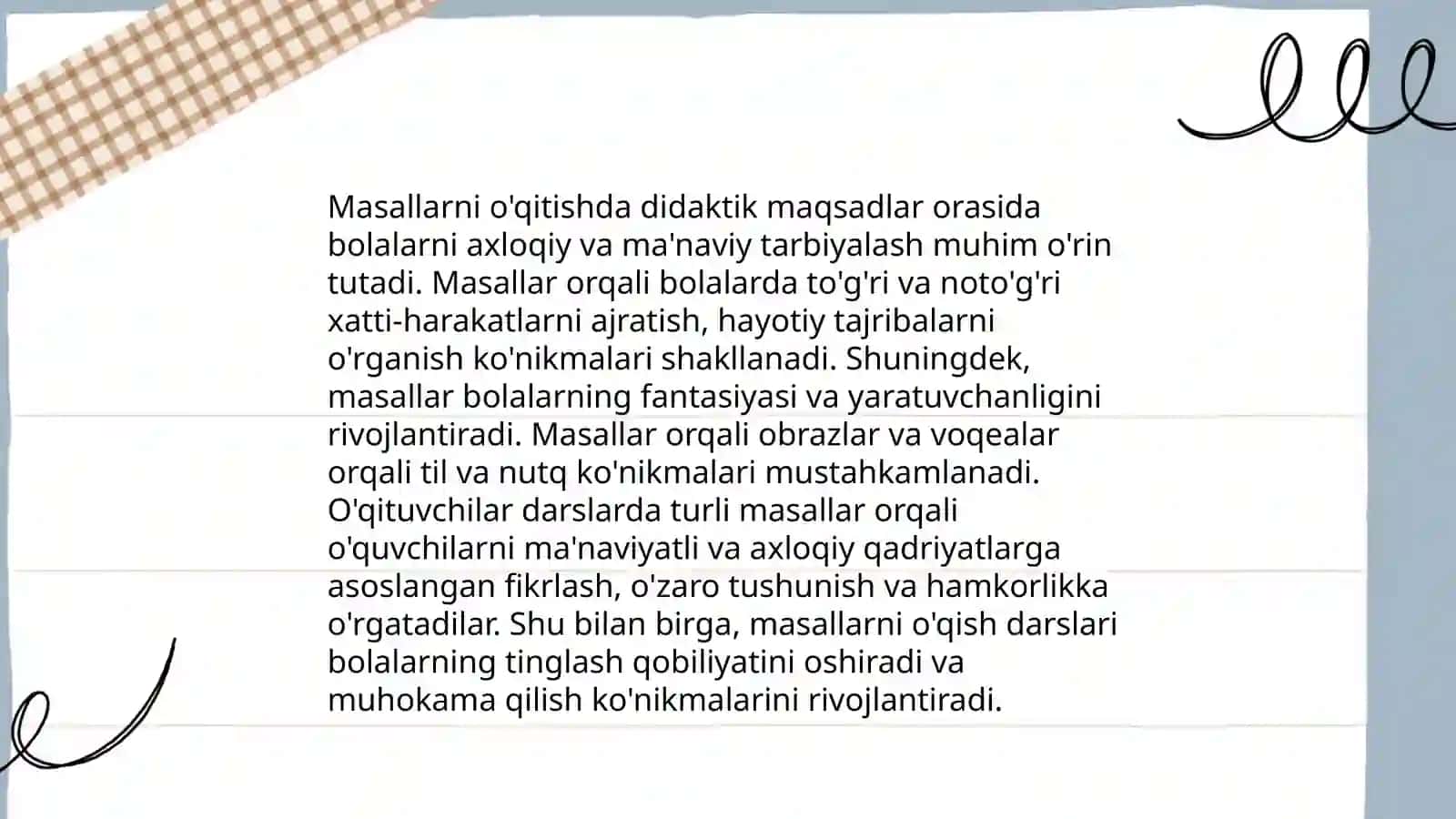 Masal janriga xos matnlar ustida ishlash metodikasi 4