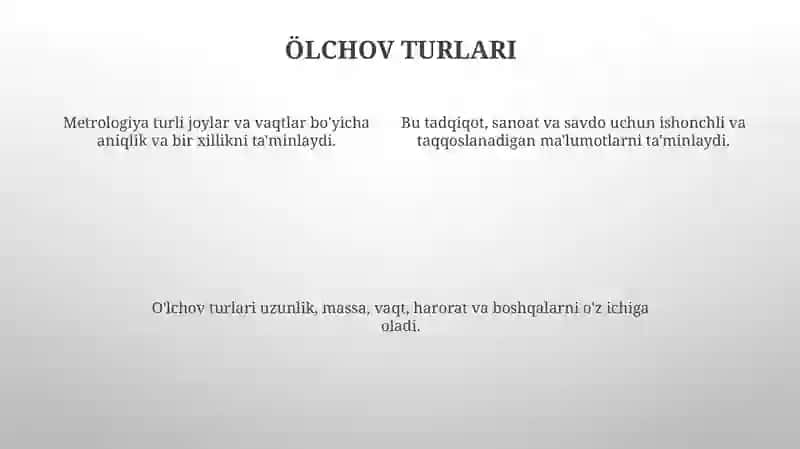 Metrologiyada Kattaliklar birliklarning oʻlchamini qayta tiklash saqlash va uzatish 4