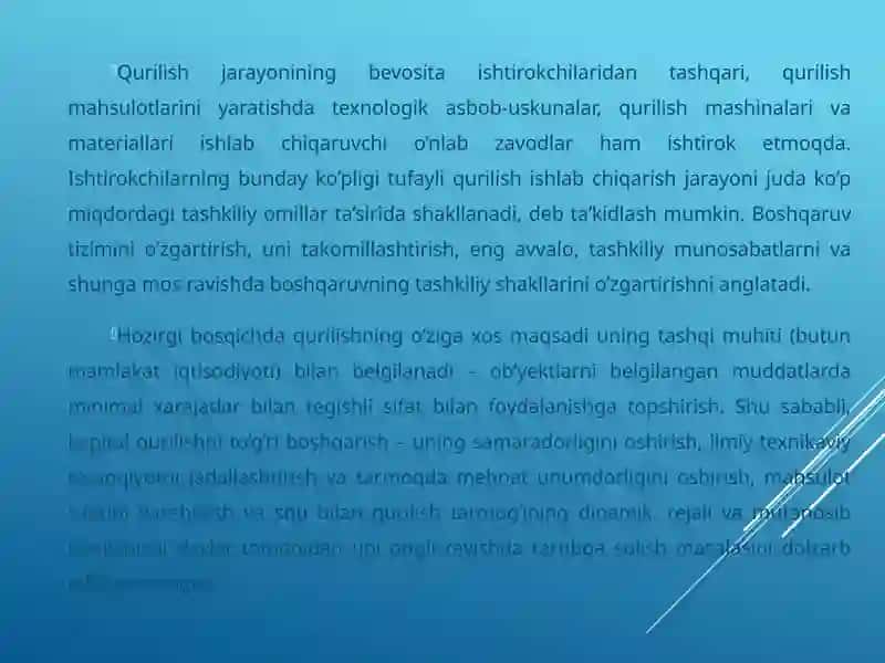 Qurilish–milliy iqtisodiyotning muhim tarmog’i sifatida 4