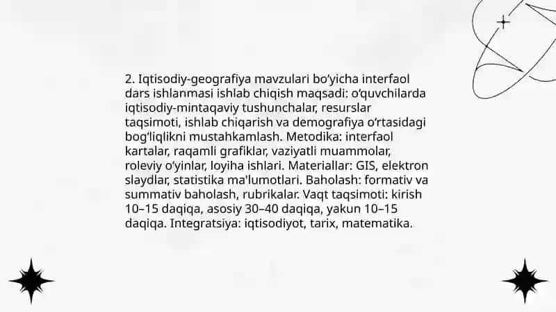 Geografiya ta'lim metodikasiga oid dars ishlanmalar tuzish 4