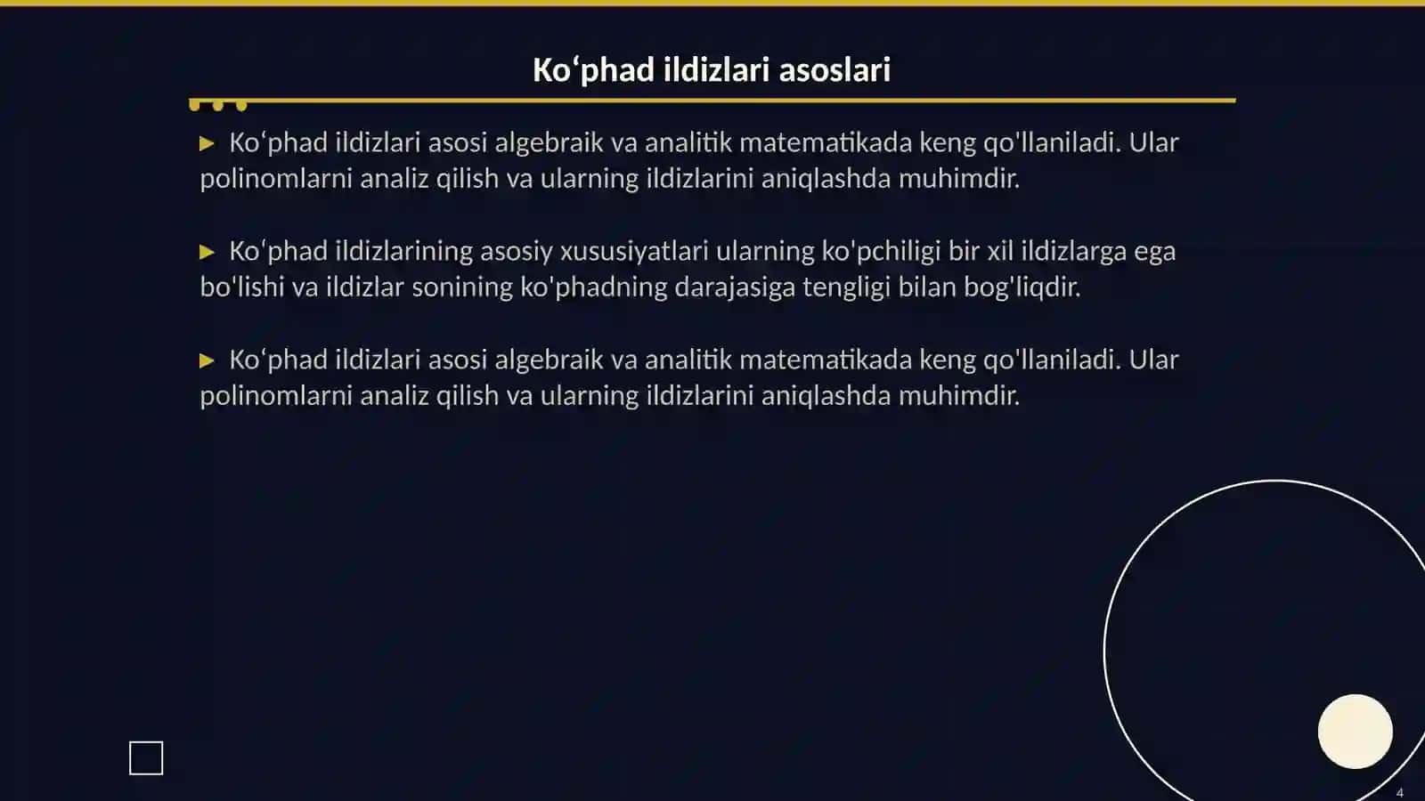 Koʻphad ildizlarini taqribiy hisoblash 4
