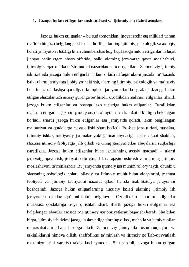 Jazoga hukm etilganlar bilan ijtimoiy ish tizimi va uning jazoni o'tash muassasalari tizimidagi o'rni 4