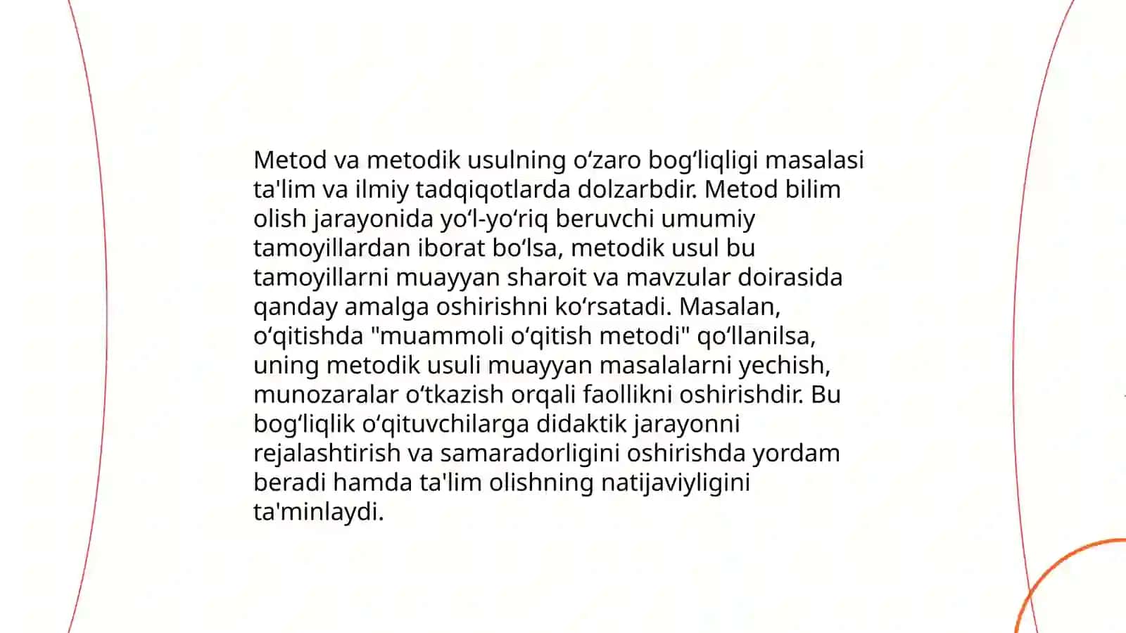 Oʻqitish nazariyasida metod va metodik usul tushunchasi va uning jismoniy tarbiya va sport faoliyatiga doir mashqlarni bajarishdagi ahamiyati 4
