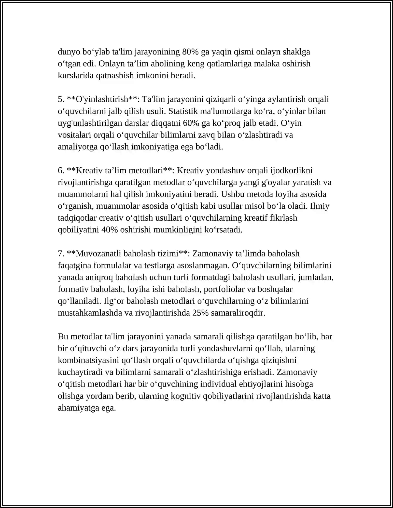 TEXNOLOGIYA FANIDA KO‘PROQ SAMARA BERADIGAN O‘QITISH 4