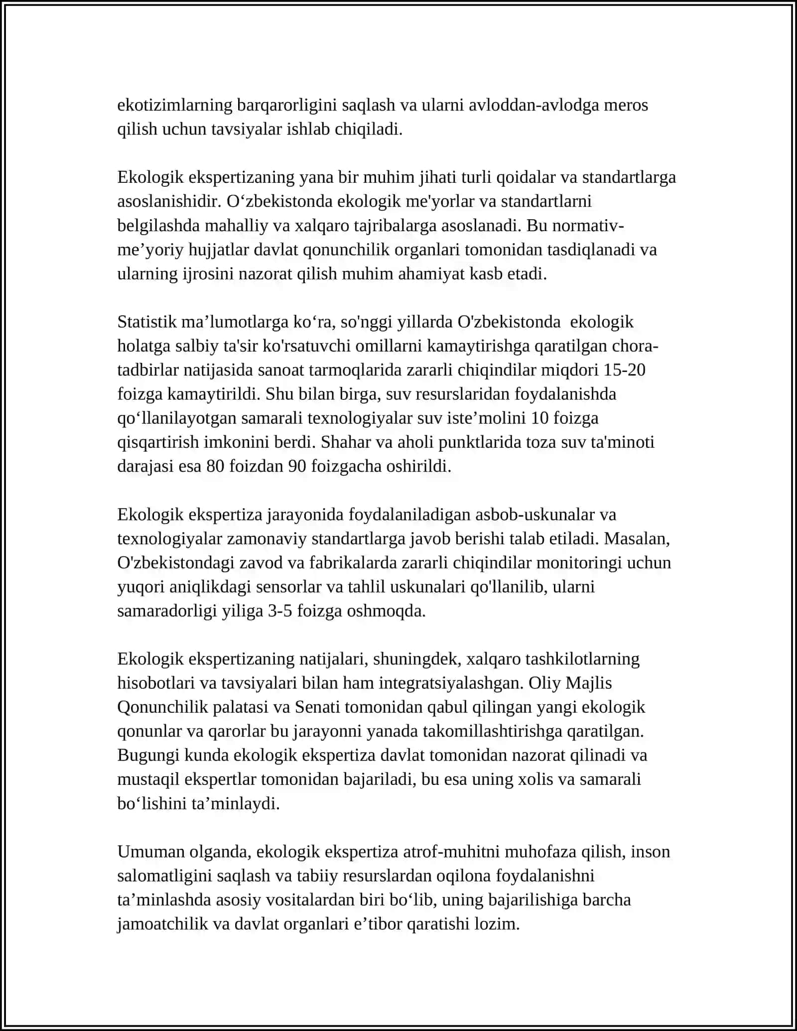 EKOLOGIK EKSPERTIZA TO'G'RISIDAGI QONUN HAQIDA 4