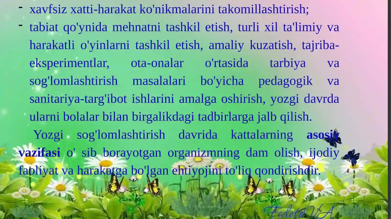 YOZ-BOLAJONLARNI SOG’LOMLASHTIRISH DAVRI 4