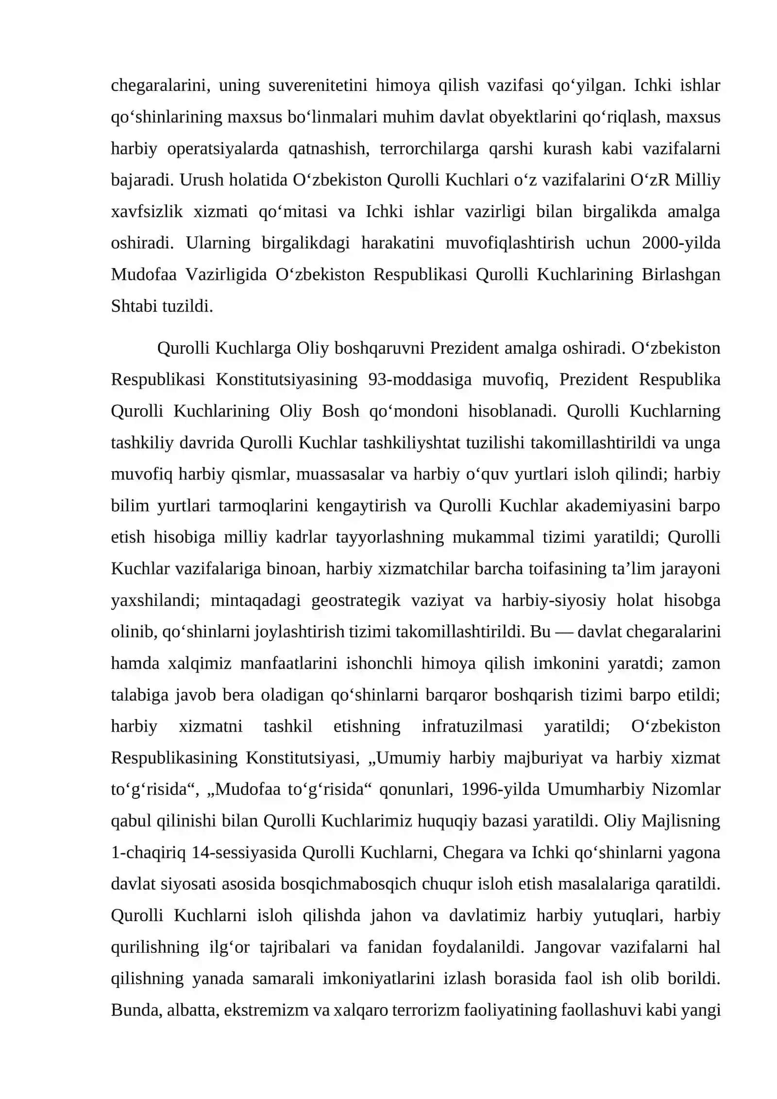 O‘zbekiston Respublikasida milliy armiyaning barpo etilishi va harbiy islohotlar 4
