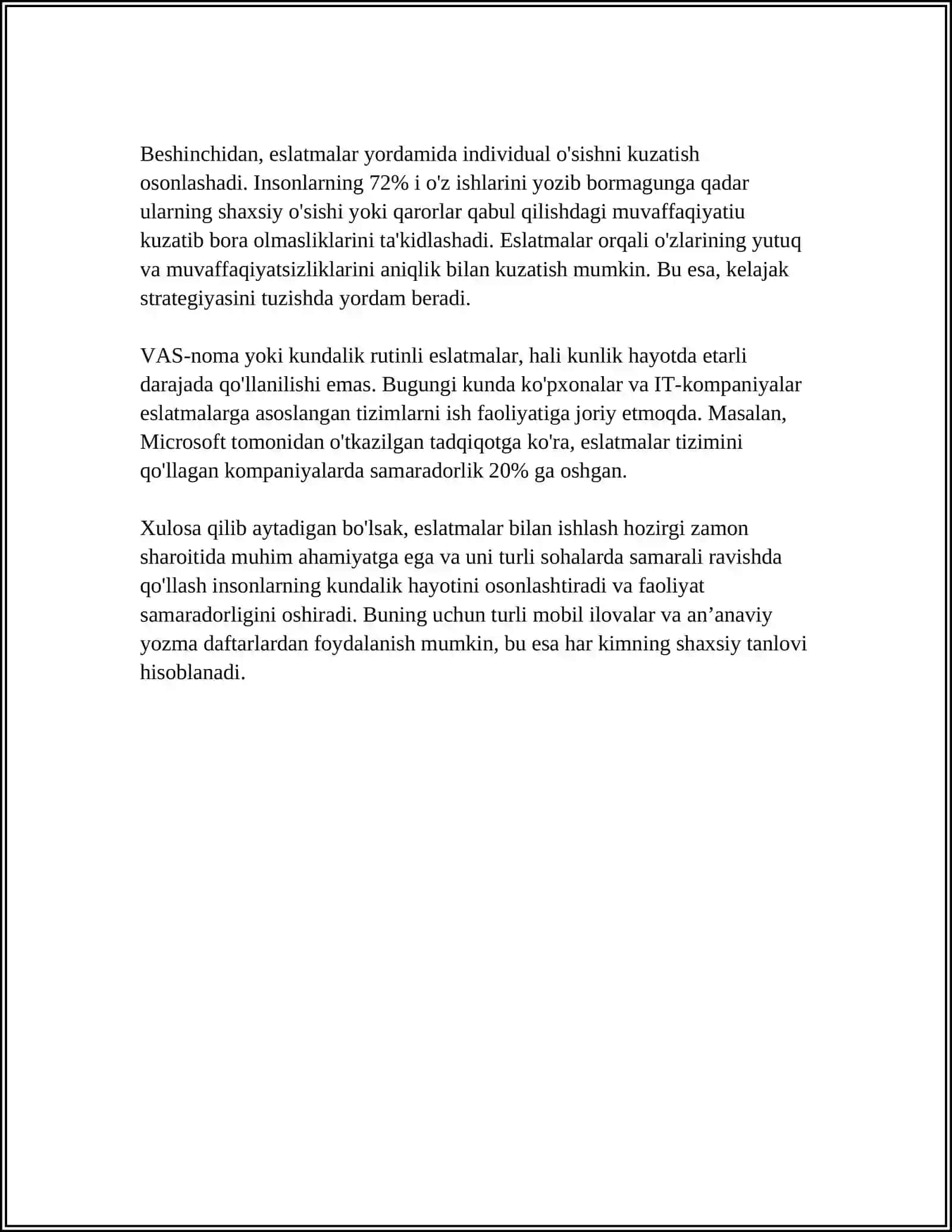 ESLATMALAR BILAN ISHLASH (NOTE TAKING) VA FOYDALI JIHATLARI. AKADEMIK YOZISH VA SAMARALI AMALGA OSHIRISH OMILLARI 4