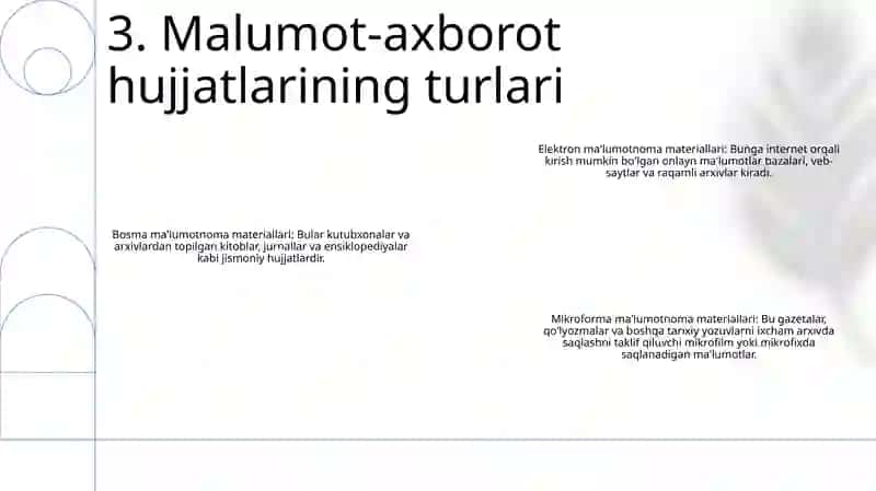 Malumot Axborot Hujjatlari Va Ularning Turlari 4