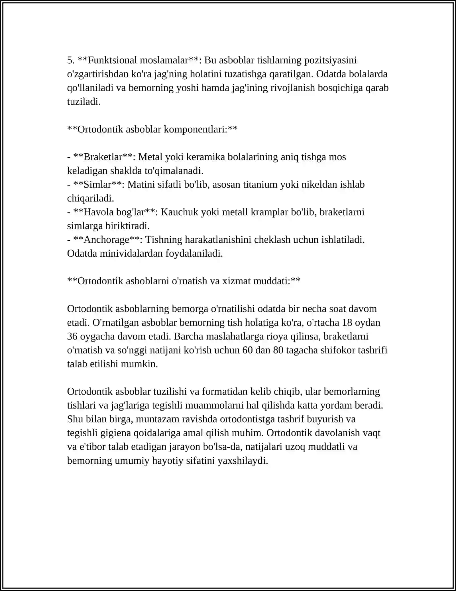 ORTOPEDIK STOMATOLOGIYADA QO'LLANILADIGAN ASBOBLAR. ASBOBLAR TUZILMASI, GO'LLASHGA KO'RSATMALAR, MAQSADI, FOYDALANISH QOIDALARI 4