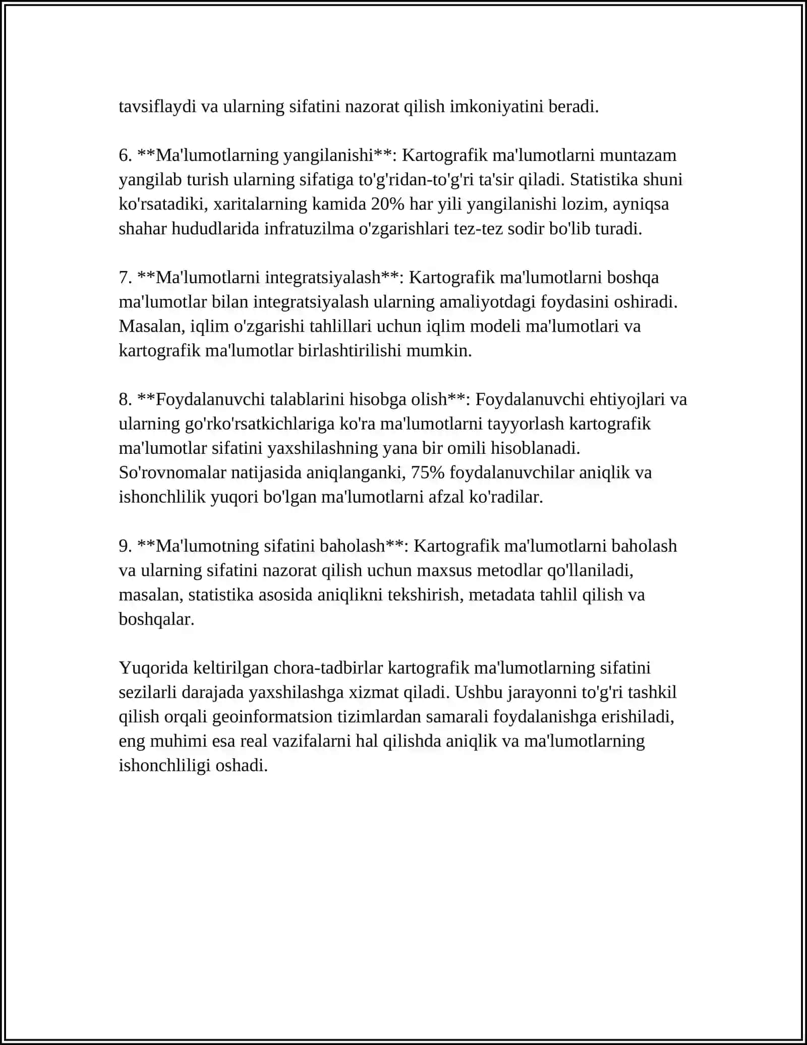 ÓZBEKISTON RESPUBLIKASIDAGI KARTOGRAFIK MUAMMOLAR VA ULARNI YECHIMINI KARTOGRAFIK TAMINLASH YOLLARINI ANIQLASH 4